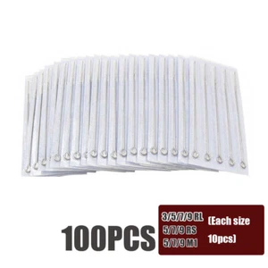 100Pcs Mixed Assorted Tattoo Needles 10 Sizes Disposable Sterile Needle, - Picture 1 of 12