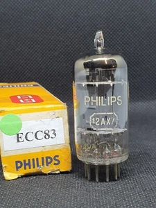 1 Philips ECC83 mC6 ⊿9A Long Plate, Foil D Getter, Tube, röhre, valvola, Tested - Picture 1 of 9