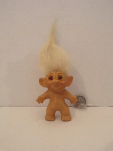 Russ Troll Doll~3"~Vintage~Gray White Hair~Amber Eyes~No Clothes~Made In Denmark - Picture 1 of 5