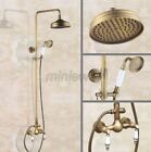 Antique Brass Rain Shower Faucet Set Dual Ceramic Handles Mixer Tap man107