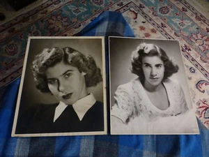 40's B&W PHOTOGRAPH PORTRAIT OF WOMAN Lot Of 2 8"X10" Photos VG ! - Picture 1 of 4