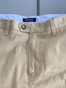 Nautica The Beacon Flat Front Chino Pant Size 34x30 Tan - Picture 1 of 6