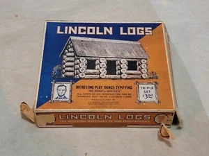 Antique Vintage J.L. Wright LINCOLN LOGS 1923 Set of 164 Parts Toy Original Box - Picture 1 of 5