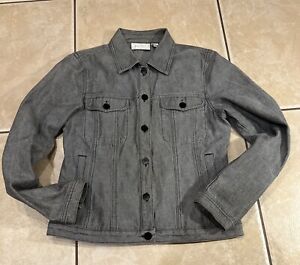 Dana Buchman Woman’s Gray Denim Jean Jacket Size 6 100% Cotton