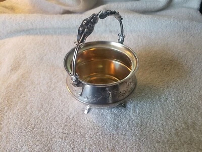 WOOD & HUGHES plata esterlina Lirio del Valle mango giratorio CUENCO DE AZÚCAR Foto 1 de 4