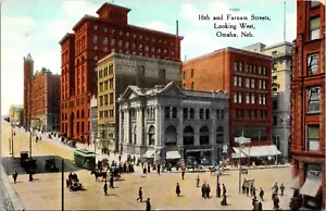 16th & Farnam Street West Omaha Nebraska Postcard People's Store horses cars - Picture 1 of 2