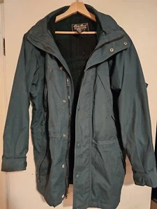 Vtg Eddie Bauer Men's Green Hooded Full Zip Flannel Lined Parka Coat Sz S/P - Picture 1 of 5