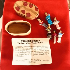 Vintage 1981 Worry Trouble Dolls Guatemala Handmade Box Set Of 6 - Picture 1 of 5