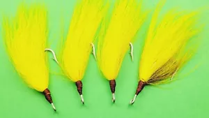4 ganchos teaser vestidos Bucktail 7/0 amarillo ojo abierto - Imagen 1 de 3