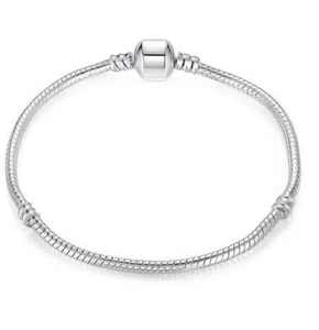 Bangle Bead Snake Chain .925 Sterling Silver Charm Necklace 17 7/8" FAST! D70 - Picture 1 of 1