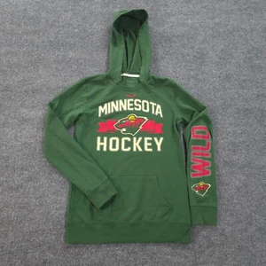 Minnesota Wild Hoodie Mens Small Green Spellout Logo Ice Hockey NHL Reebok - Picture 1 of 11