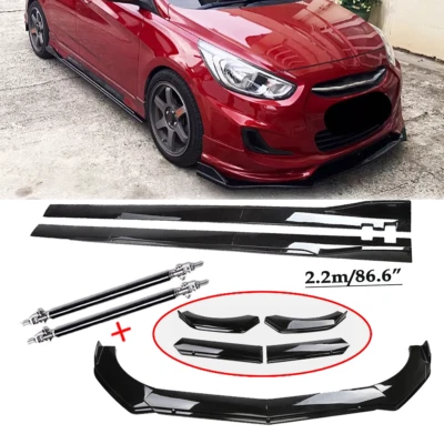 For Hyundai Accent GT Front Bumper Lip Spoiler Chin Splitter Body Glossy Black - Image 1 of 4