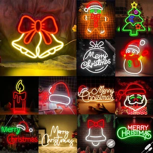 Large LED Neon Sign Merry Christmas USB Night Light Gaming Room Party Wall Decor - Picture 1 of 106