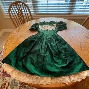 Jessica McClintock Vintage grün Taft Spitze Partykleid groß Mädchen Größe 14 - Bild 1 von 11