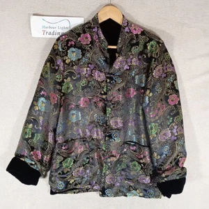 Chaqueta Abrigo Mujer Oriental/Chino Terciopelo Negro/Dorado 8/10/12 Hecho a Mano Wow - Imagen 1 de 15