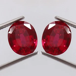 10x8 MM - Natural Flawless Mozambique Ruby Loose Oval Gemstone Cut Matched Pair - Picture 1 of 4