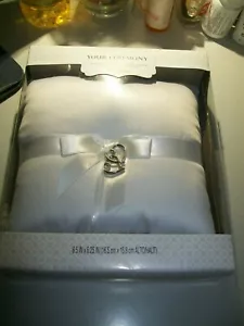 NEW Wedding Ring Bearer Pillow - Wilton Brand - 6" X 6" - with silver hearts - Picture 1 of 2