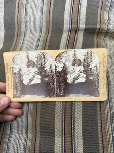 Vintage KEYSTONE Stereoansicht UNTER DEN LILIEN Kind Blumen - Bild 1 von 4