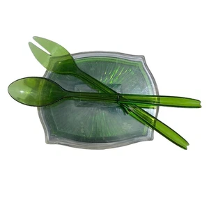 Vibrant Green Sunburst Small Plates Server Set MCM Hard Plastic Appetizers - Picture 1 of 3