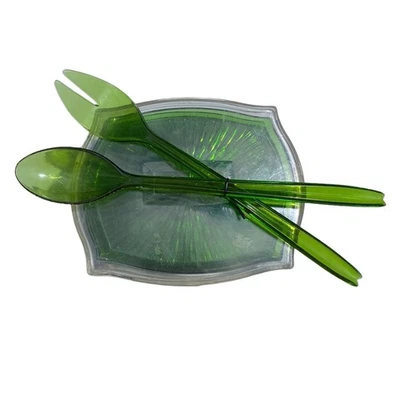 Vibrant Green Sunburst Small Plates Server Set MCM Hard Plastic Appetizers - Image 1 of 3