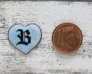 Emaille 1970er Herz blau B Buchstabe Geschenk Name süß Retro Freundin Vintage - Picture 1 of 3