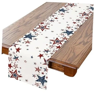 4th of July Table Runner, Memorial Day Deocr Patriotic Decorations for Home - Picture 1 of 7