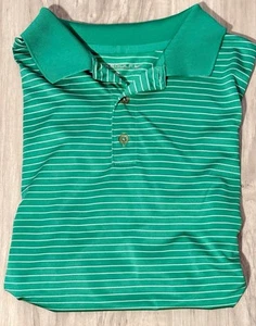 Boys Nike Golf Dri-Fit Green Striped Polo Shirt Size Youth Large - Picture 1 of 3