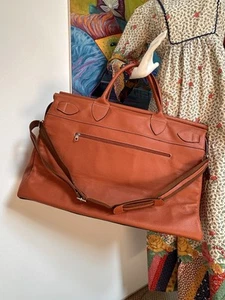 Extra Large Real Leather Holdall Weekend Travel Carry On Bag Made In France VGC - Picture 1 of 19