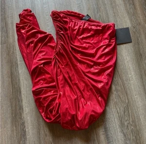 Schulterfreies Kleid Größe L Norma Kamali Diana Tiger Rot Metallic - Bild 1 von 6