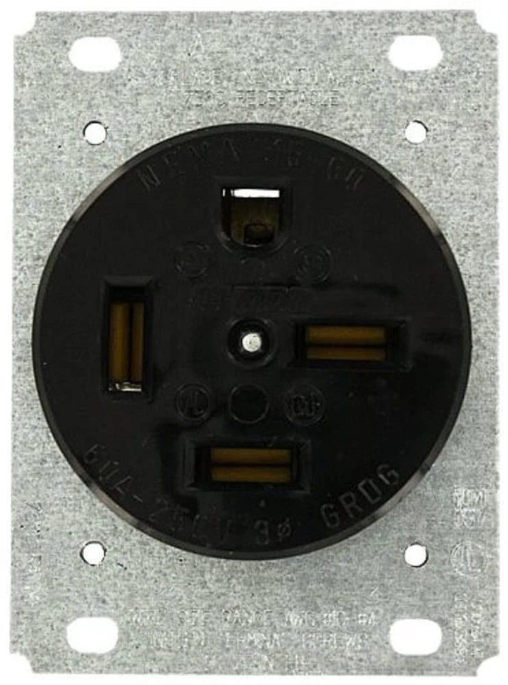 60 amperios, 250 voltios, receptáculo de montaje empotrado, hoja recta, grado industrial... Foto 1 de 1