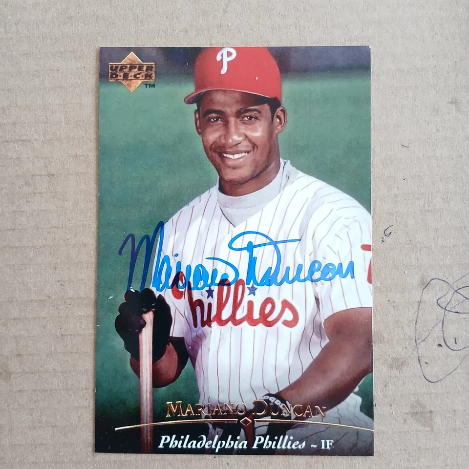 Foto autografiada de Mariano Duncan 4x6 1993 Philadelphia Phillies Foto 1 de 1