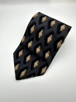 Bruno Piatelli Men 100% Silk Tie Navy Blue w/ Gold & Burgundy Medallion Pattern — 第 1/3 张图片