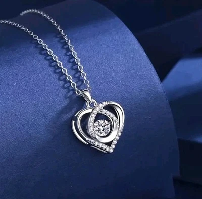 Kette mit Anhänger, Herz, Silber, Strass Stein, Liebe, Geschenk, Schmuck   - Bild 1 von 2