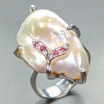 Unique jewelry Natural Baroque Pearl Ring 925 Sterling Silver Size 8 /R444431 - Image 1 of 4