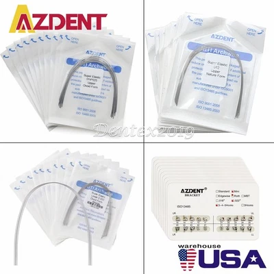 Juego completo de aparatos ortodoncia dental AZDENT Ni-Ti arco alambre redondo/soporte Roth MBT Foto 1 de 4