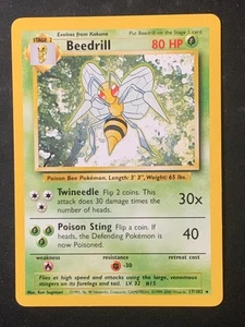 Beedrill 17/102 Base set Rare 4th print Vintage WOTC Pokemon Card - Picture 1 of 3