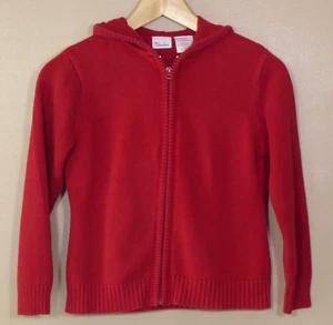 Girl Connection Classic Red Cardigan- Girl Size 6/6x , hooded, zipper - Picture 1 of 3