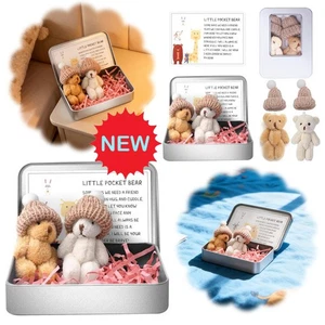 Little Worry Bear in Box with a Hat, Adorable Mini Emotional PlushPositive HO T - Picture 1 of 16