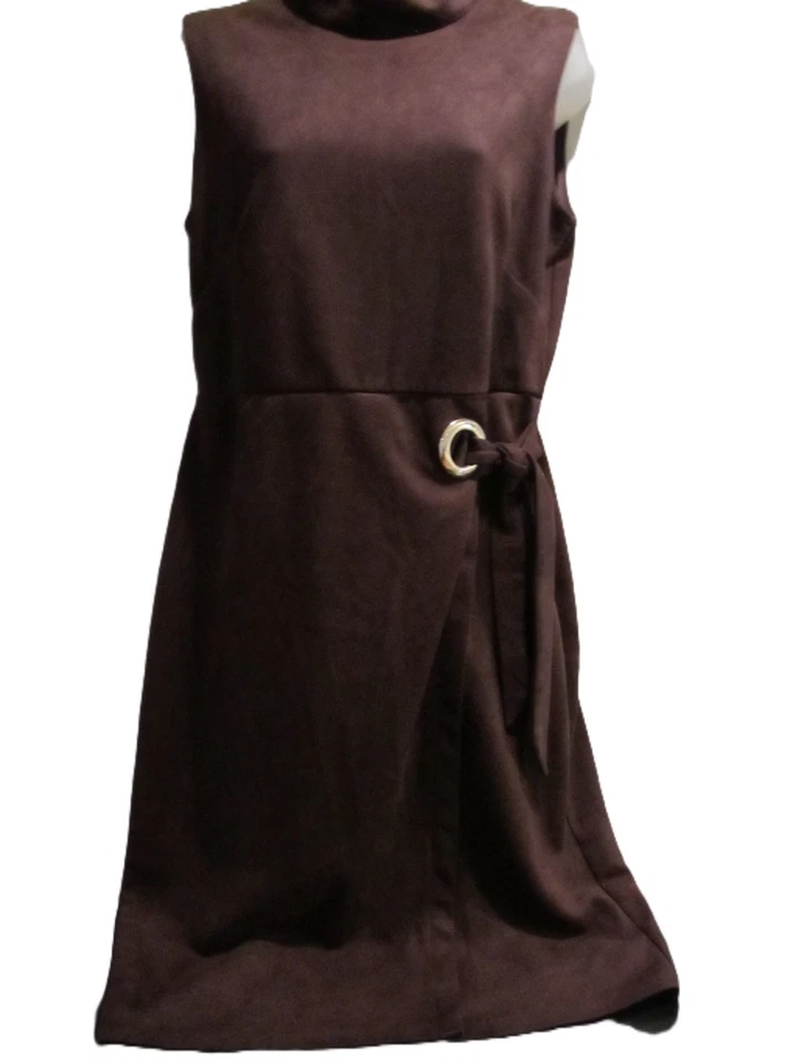 Vestido envolvente sintético marrón Emma & Michele - Detalle de anillo con cinturón sin mangas - Talla 8 Foto 1 de 4