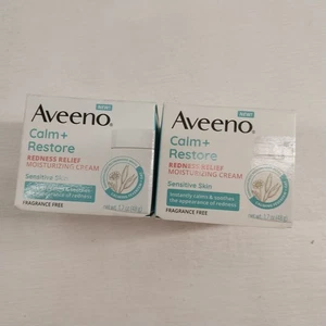 x2 Aveeno Calm + Restore Redness Relief Moisturizing Cream 1.7 OZ Sensitive Skin - Picture 1 of 5