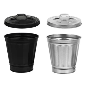 2 PCS Mini Trash Can Office Small Storage Jar Decorative Flower Pot - Picture 1 of 12