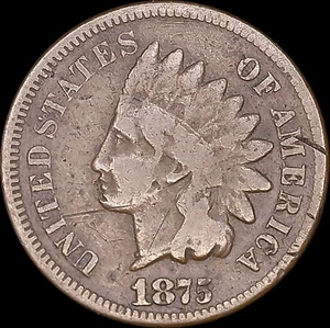 1875 1C Indian Head Cent Uncertified Circulated BN - Picture 1 of 2