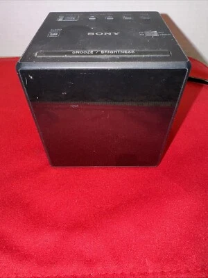 Sony ICF-C1 Black Cube AM / FM Alarm Clock Radio LCD Display Tested & Working - Image 1 of 4