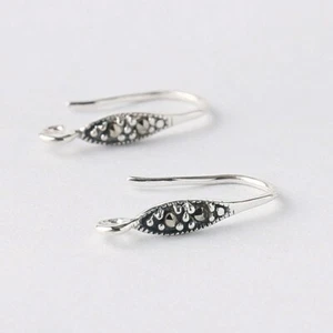925 Sterling Silver Ear Wire French Hook Earrings DIY Marcasite Connector A1836 - Picture 1 of 8