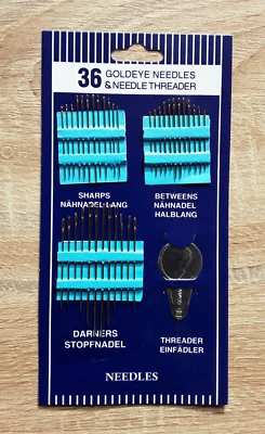 36tlg. Nadelset Goldeye - Stopf-und Nähnadeln + Einfädler  A - Bild 1 von 3