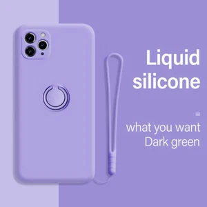 For iPhone 16 15 14 12 11 Pro Max XS XR 8 Liquid Silicone Ring Holder Case Cover - Picture 1 of 21