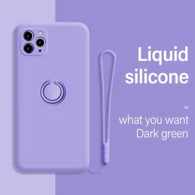 For iPhone 16 15 14 12 11 Pro Max XS XR 8 Liquid Silicone Ring Holder Case Cover - Image 1 of 4