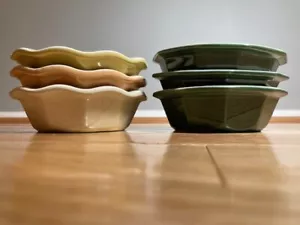 SIX Emile Henry France Pie Dish Tart Dish 5.5" Green, Cream, Peach, Yellow - Picture 1 of 18