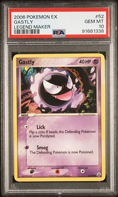 Pokemon Card - PSA 10 Gastly 52/92 - Ex Legend Maker GEM MT PSA 10 - Image 1 of 2