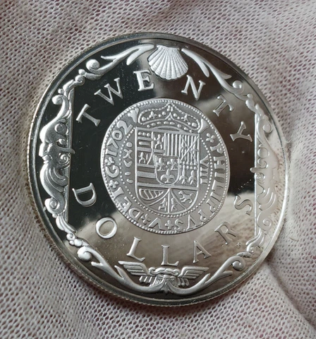 1985 British Virgin Islands $20 Proof - 925 Silver - Gold Doubloon - BVI QEII Cover